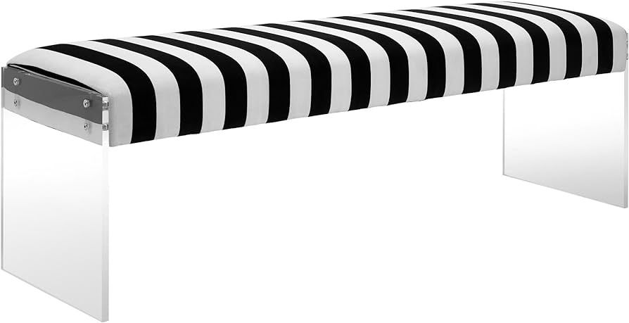 TOV Furniture Envy Paris Velvet/Acrylic Bench, Black/White | Amazon (US)