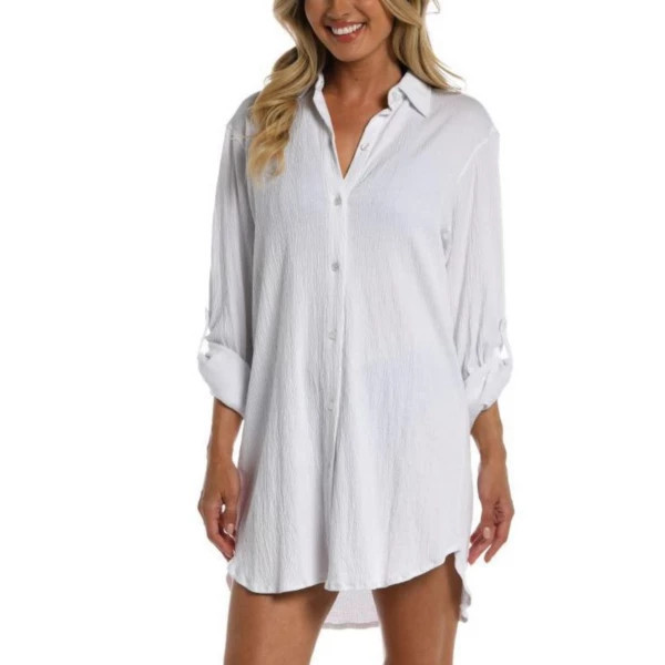 Women's Maxine Button Down Resort Dress Swim Cover Up Medium White | Scheels