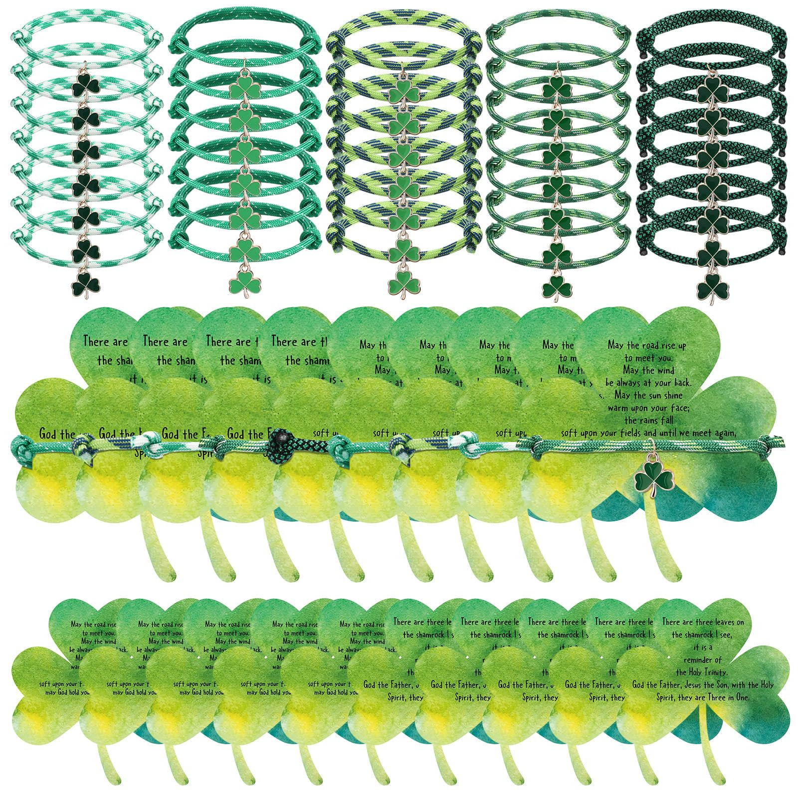 50 Sets St. Patrick's Day Party Favors Including Irish Green Clover Bracelets Lucky Charm Shamroc... | Amazon (US)
