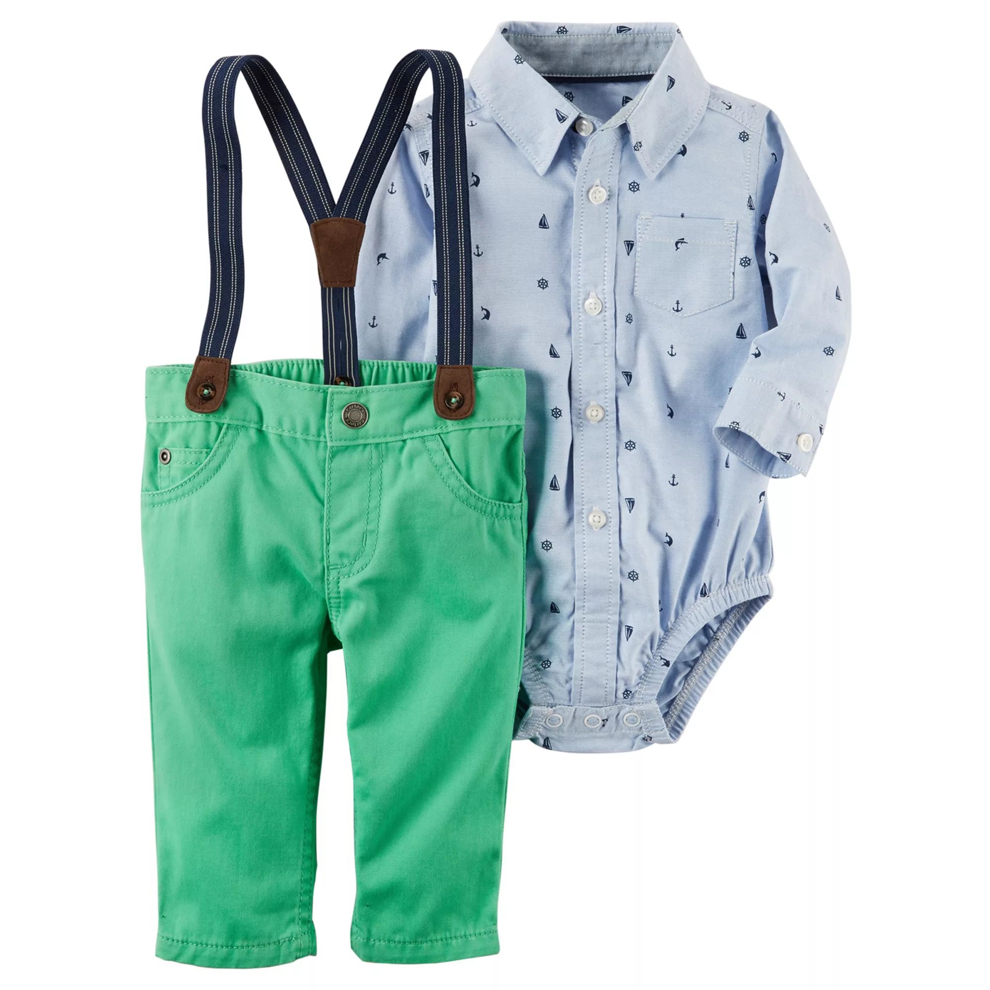 Baby Boy Carter's Bodysuit & Pants with Suspenders Set | Kohl's