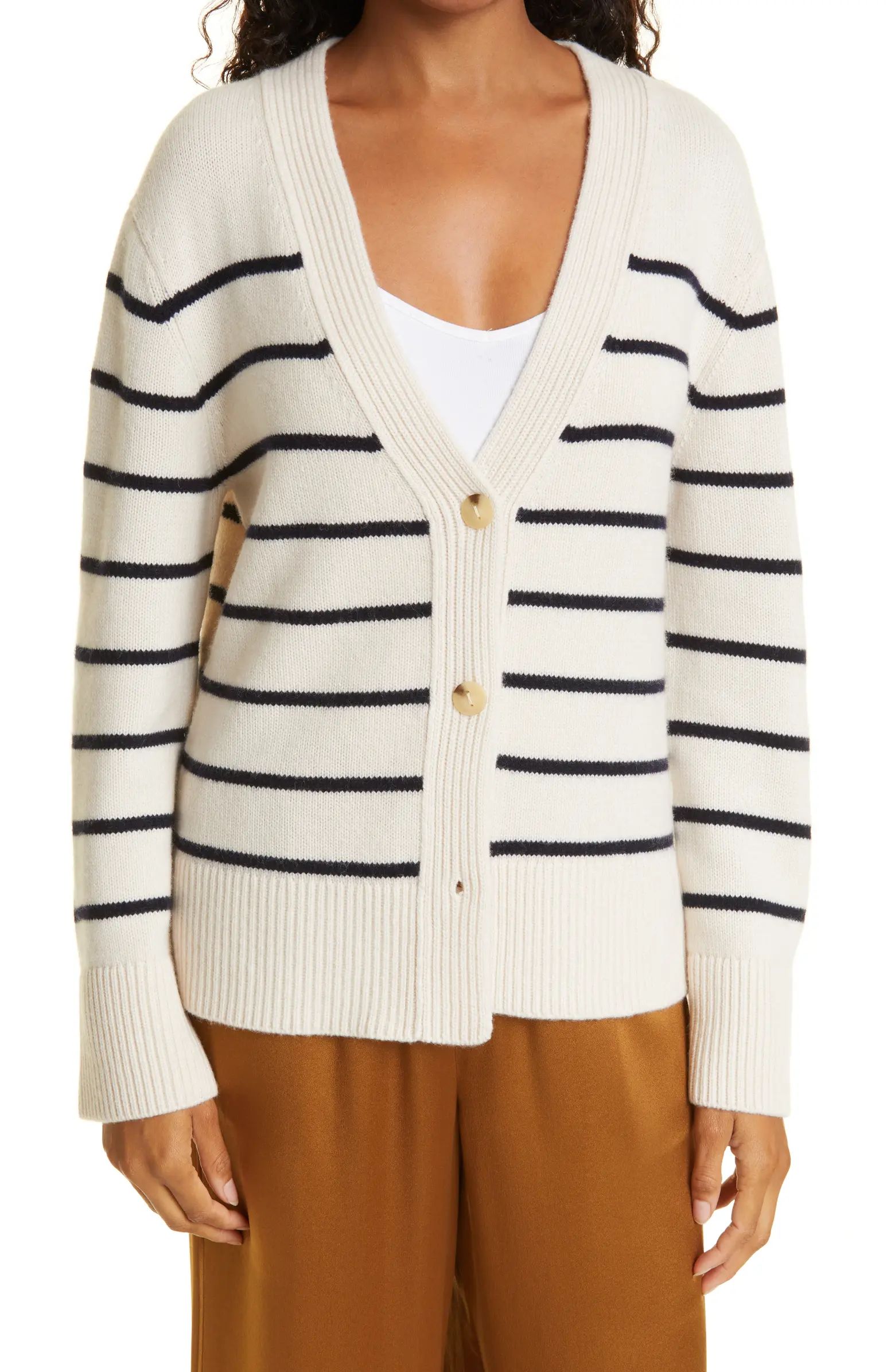 Breton Stripe Wool & Cashmere Cardigan | Nordstrom