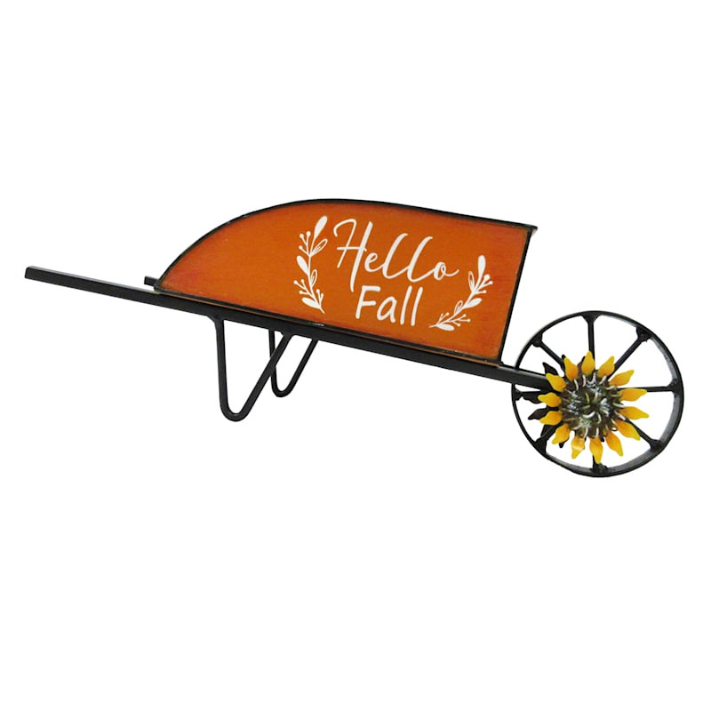 Homespun Harvest Hello Fall Orange Metal Garden Cart, 4" | At Home