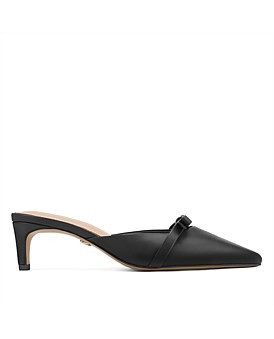 David Jones Wittner Joya Black Leather Kitten Heel Mule in Black Nappa Lth, Size 35 EU | David Jones (Australia & New Zealand)