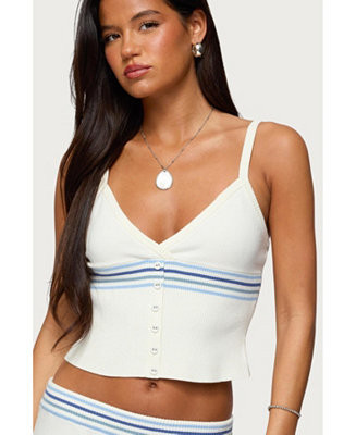 Edikted Women's Miya Stripey Ribbed Knit Tank Top - Macy's | Macy's