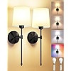 Battery Operated Wall Sconces Set of 2, Wireless Rechargeable Dimmable Wall Light with RGB Bulb a... | Amazon (US)