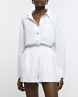 White shorts with linen | River Island (US)