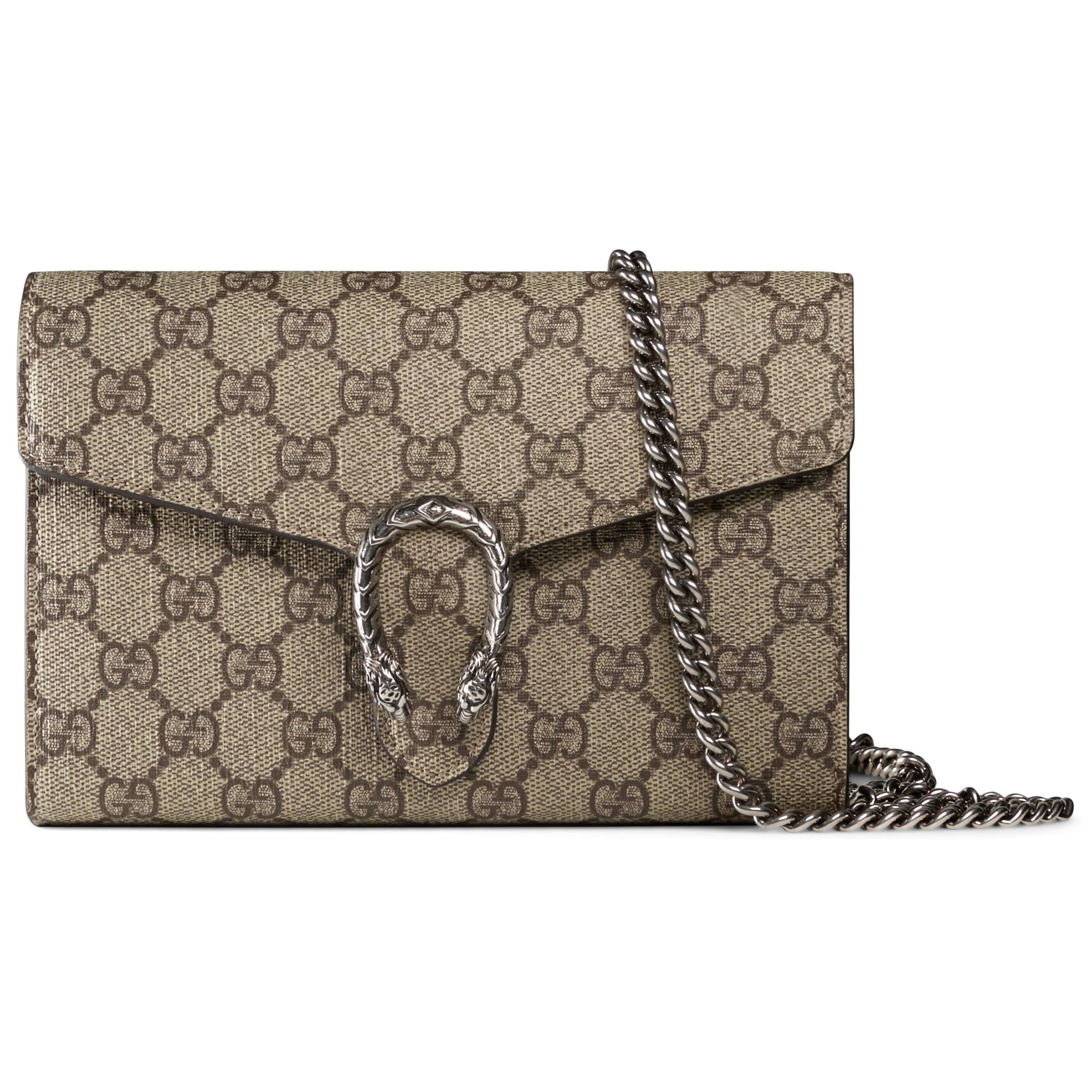 Women's Gucci Dionysus Chain Wallet GG Supreme in Beige/Ebony | StockX