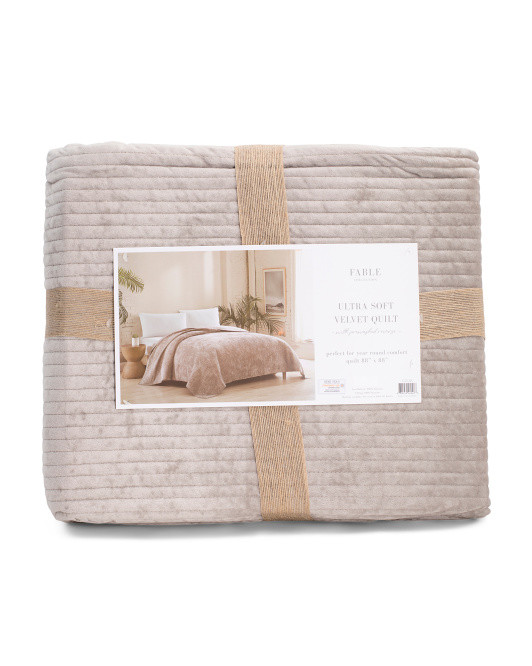 88x88 Stone Velvet Quilt | TJ Maxx