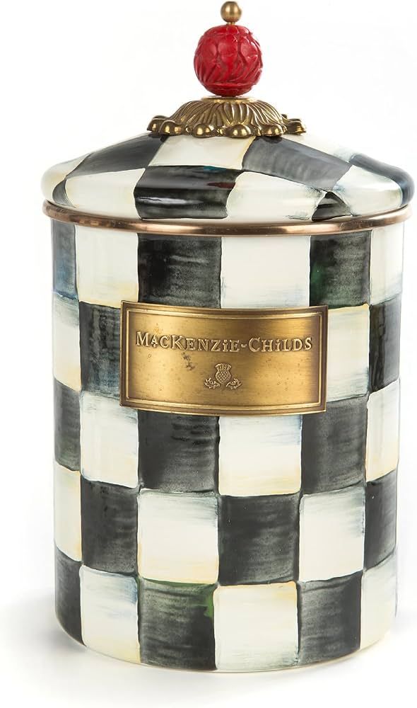 MACKENZIE-CHILDS Courtly Check Enamel Canister, Black-and-White Kitchen Storage Container with Li... | Amazon (US)