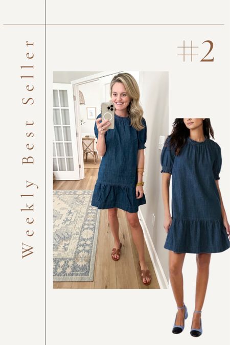 The ruffle detail at the bottom of this denim dress is perfect.

#LTKworkwear #LTKfamily #LTKfindsunder50
