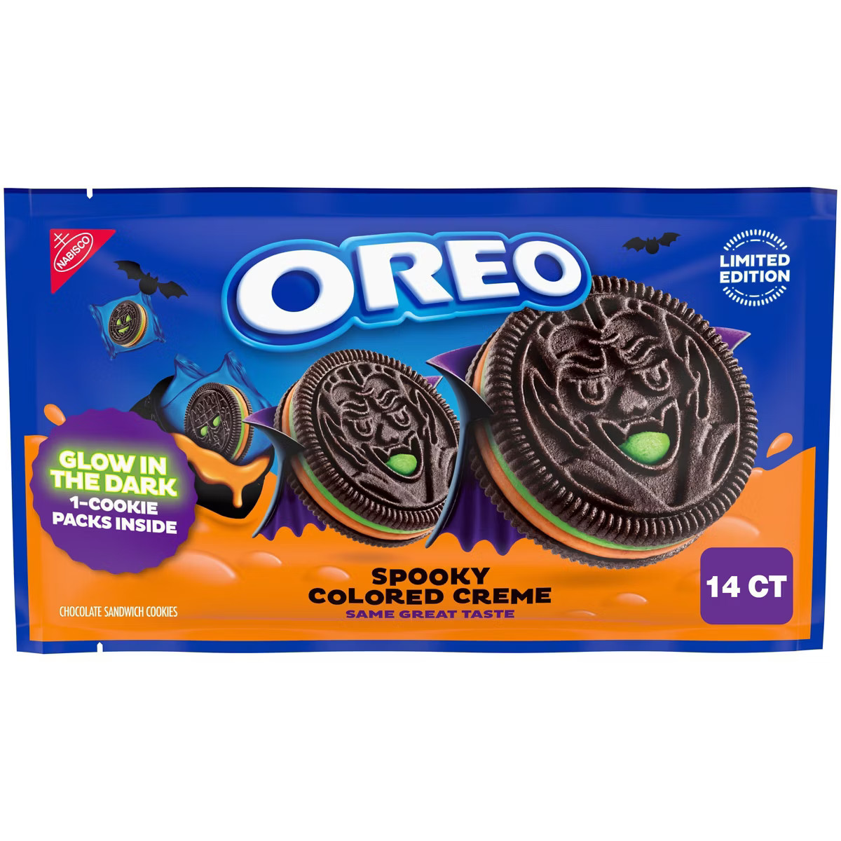 Oreo Halloween Green and Orange Creme Chocolate Sandwich Cookies - 7.14oz/14ct | Target