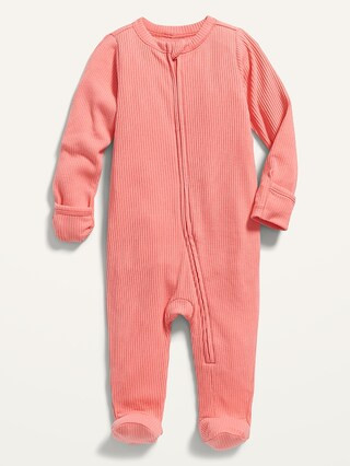 Unisex Sleep & Play Rib-Knit Footed One-Piece for Baby | Old Navy (US)