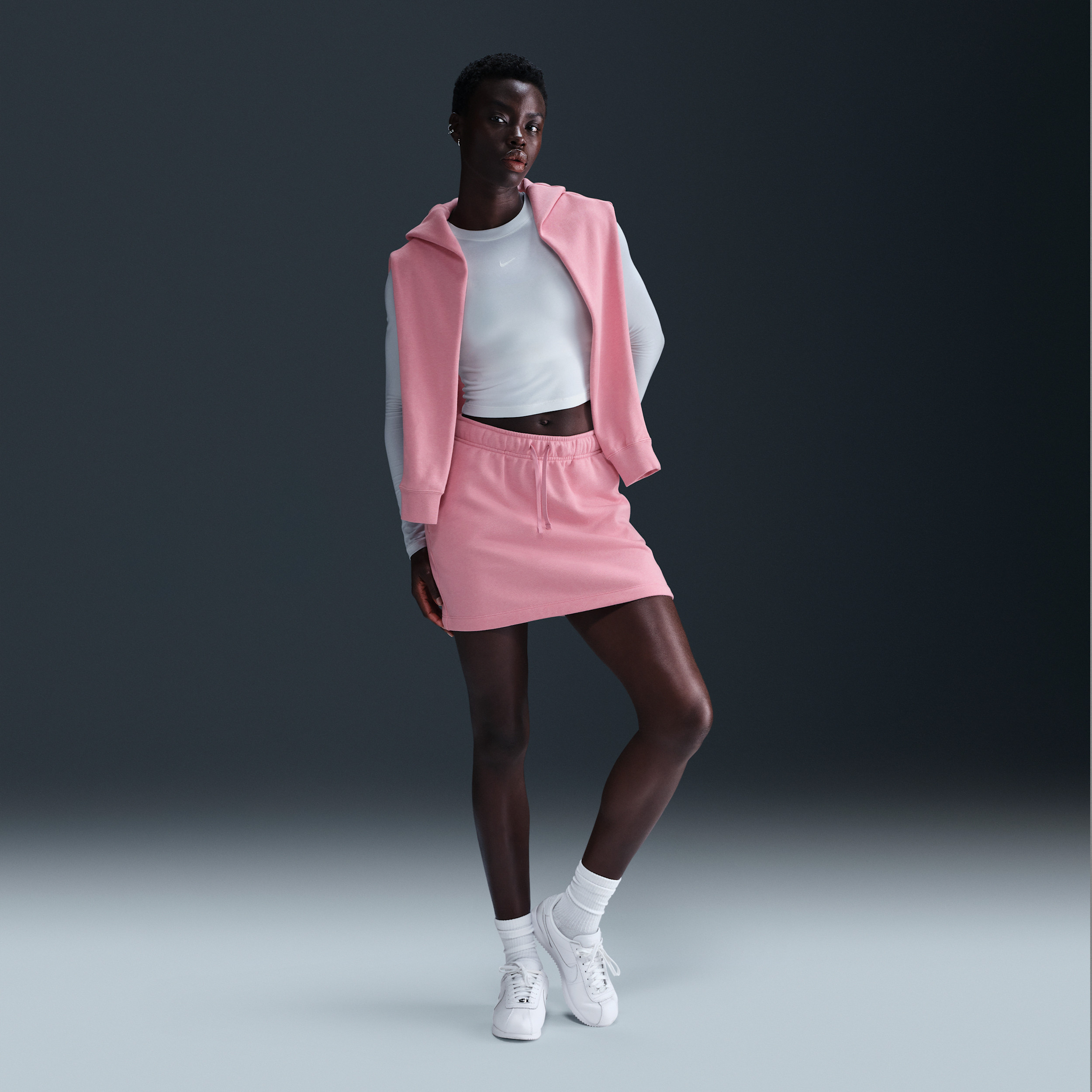 Women's Nike Sportswear Club Fleece Mid-Rise Skirt in Pink | HV2344-699 | Nike (US)