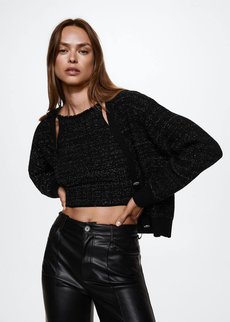 Metallic yarn tweed cardigan -  Women | Mango United Kingdom | MANGO (UK)