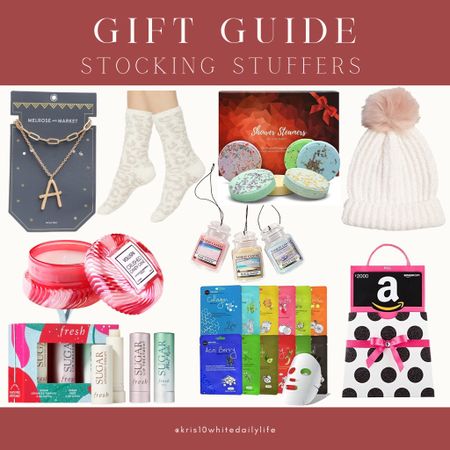 Gift Guide- Stocking Stuffers!

Initial necklace, gold necklace, candle, fuzzy socks, beanie, bath bomb, face mask, gift card, chapstick, air freshener 

#LTKHoliday #LTKbeauty #LTKGiftGuide