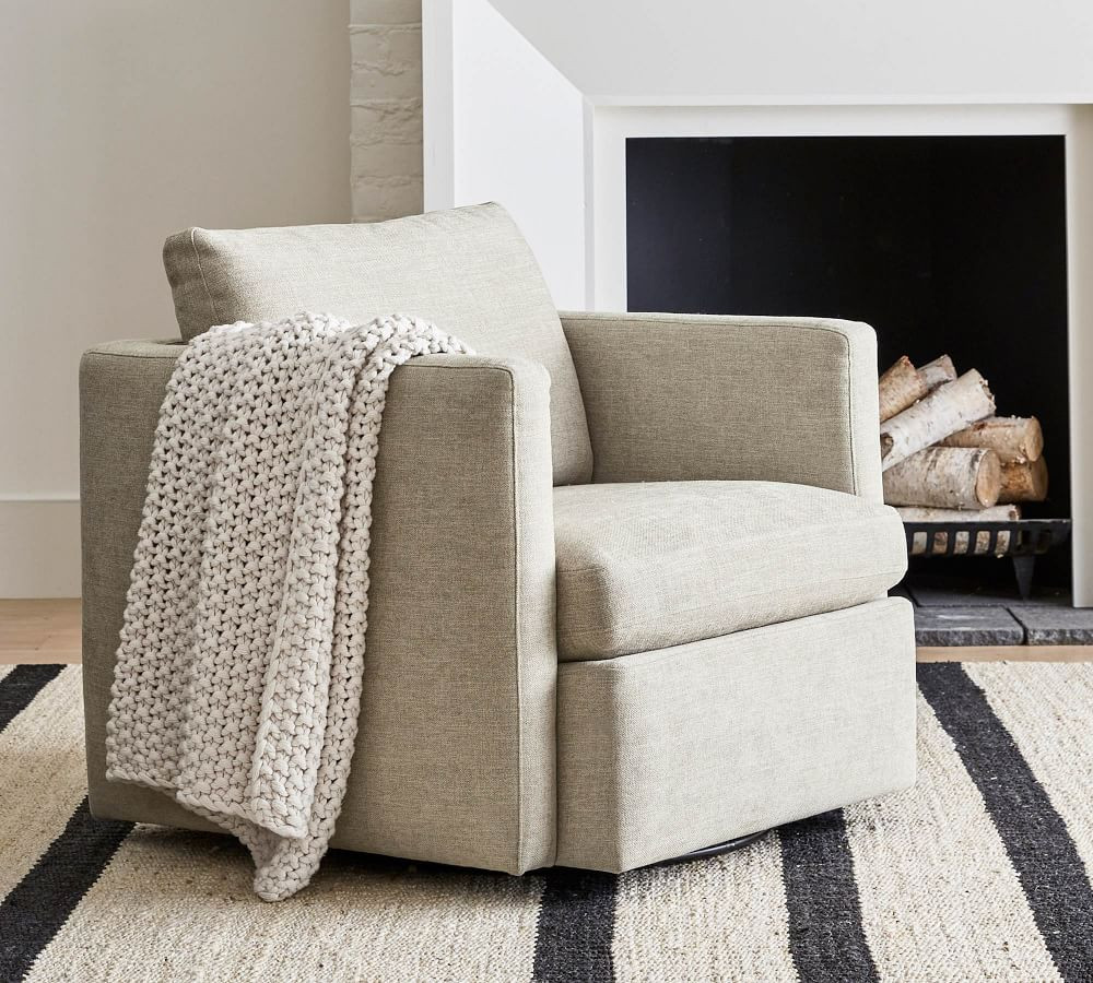 Menlo Upholstered Swivel Armchair | Pottery Barn (US)