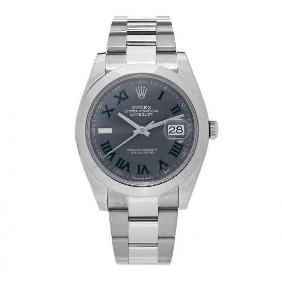 ROLEX

Stainless Steel 41mm Oyster Perpetual "Wimbledon" Datejust Watch Slate 126300 | Fashionphile