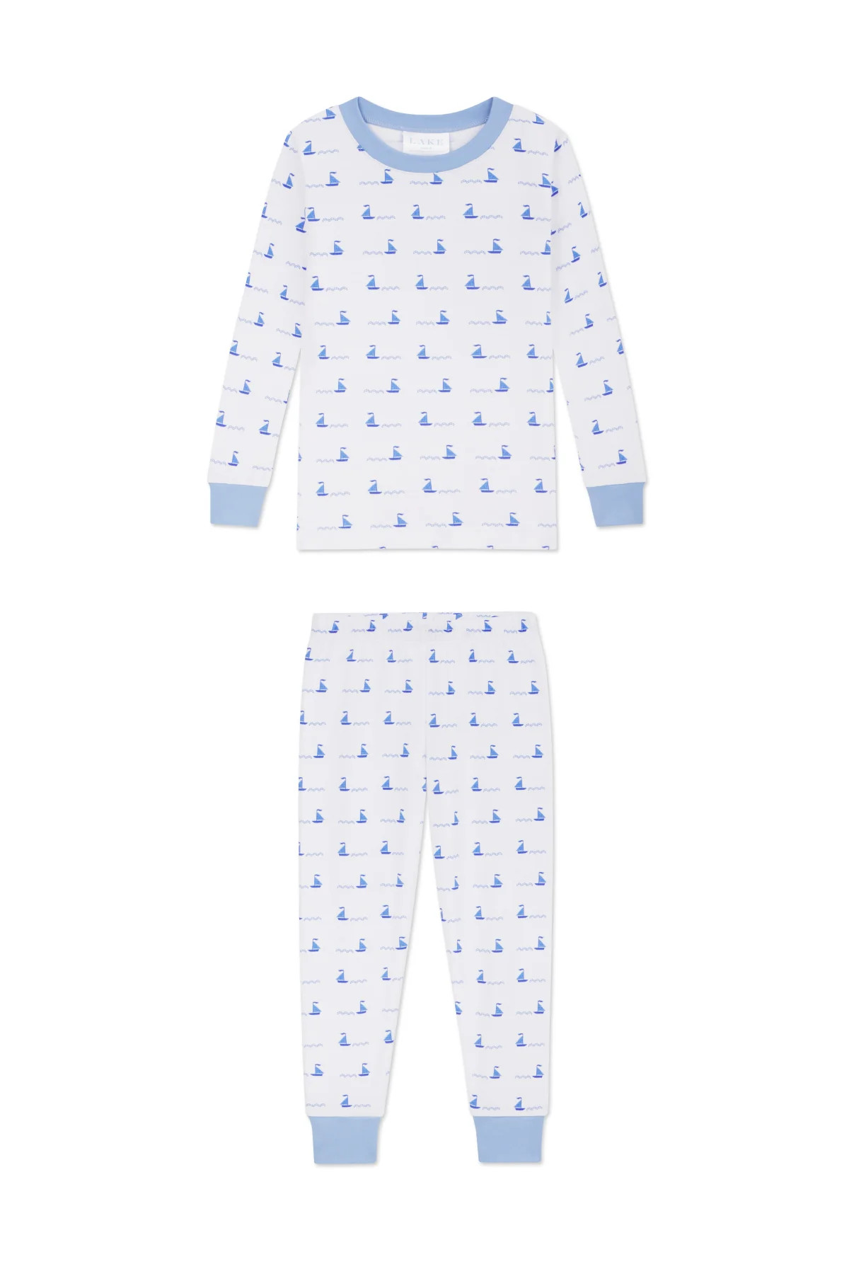 Kids Long-Long Set in Blue Multi Clipper Ship | Lake Pajamas