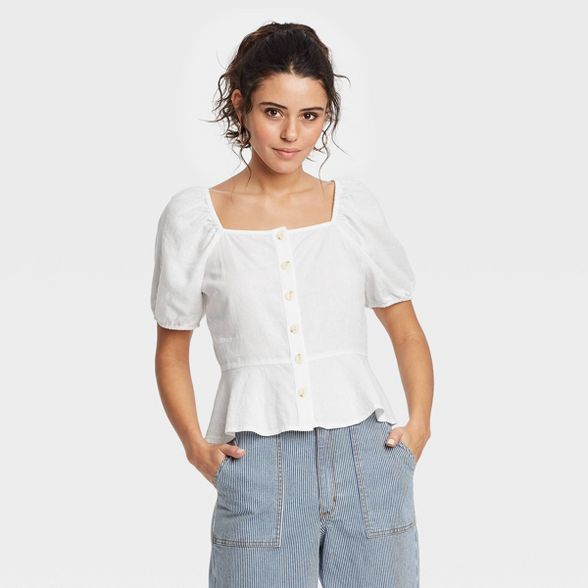 Women's Puff Short Sleeve Peplum Blouse - Universal Thread™ | Target