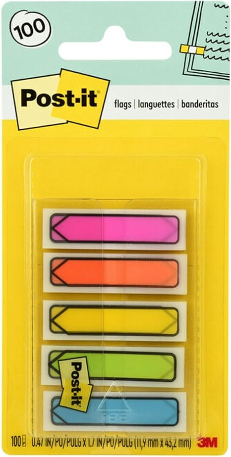 Post-it Arrow Flags, Assorted Bright Colors, .47 in Wide, 100/On-the-Go Dispenser, 1 Dispenser/Pa... | Amazon (US)