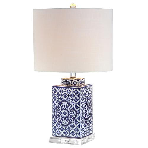 Jonathan Y Blue and White Choi 23"" Chinoiserie LED Table Lamp | HSN
