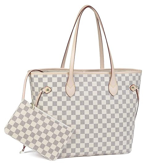 Daisy Rose Checkered Tote Shoulder Bag with inner pouch - PU Vegan Leather | Amazon (US)