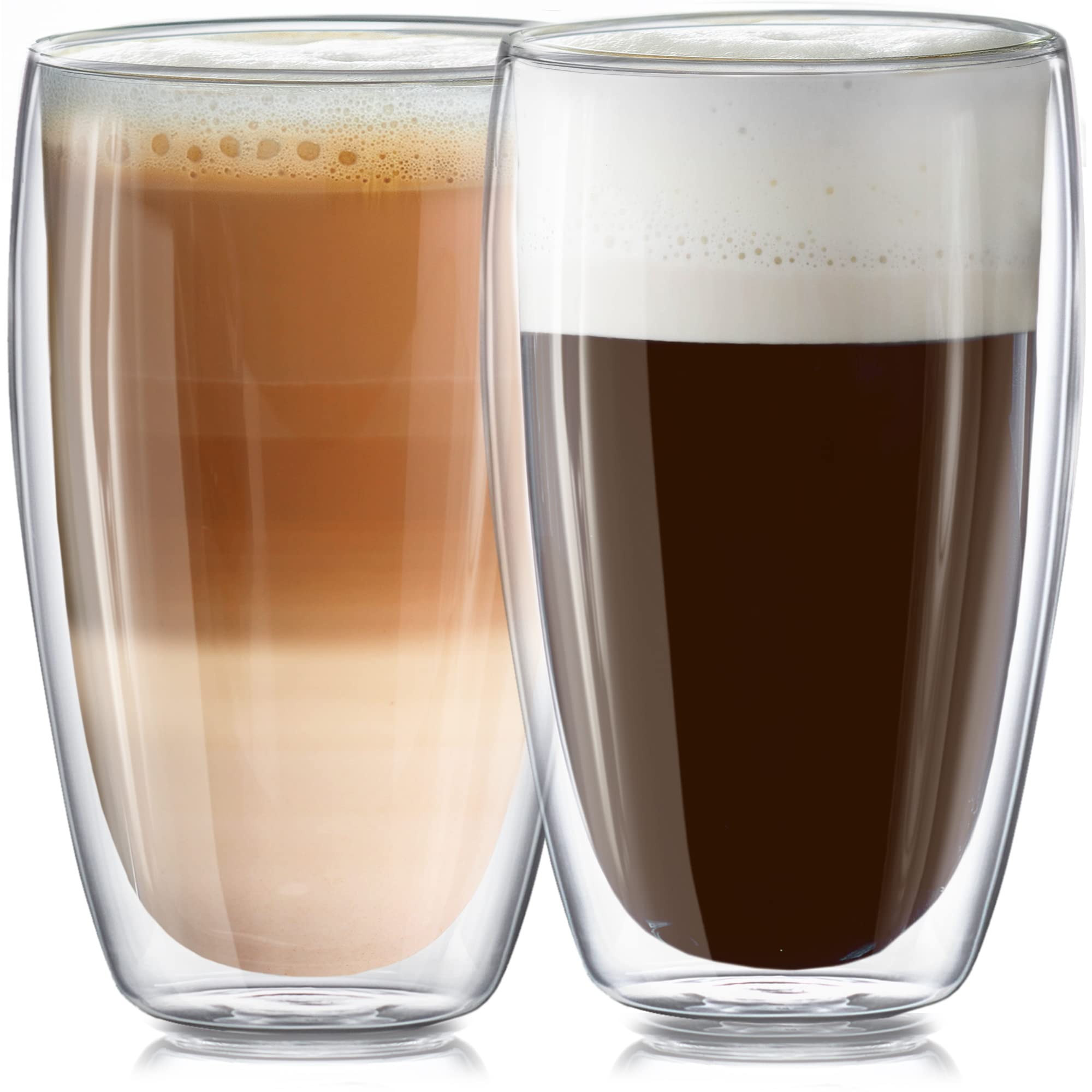 Glass Coffee Mugs Set of 2 - 16 oz Double Wall Insulated Cups - Premium Gift Box - Large Mugs for Te | Amazon (US)
