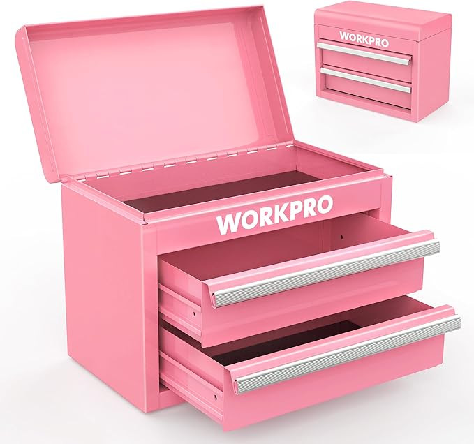 WORKPRO Mini Metal Tool Box with 2 Drawers and Top Storage, Small Tool Chest with PVC Liners and ... | Amazon (US)