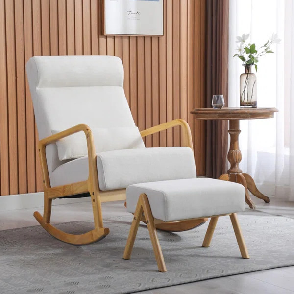 25.2'' W Fabric Reclining Rocking Chair with Ottoman | Wayfair North America