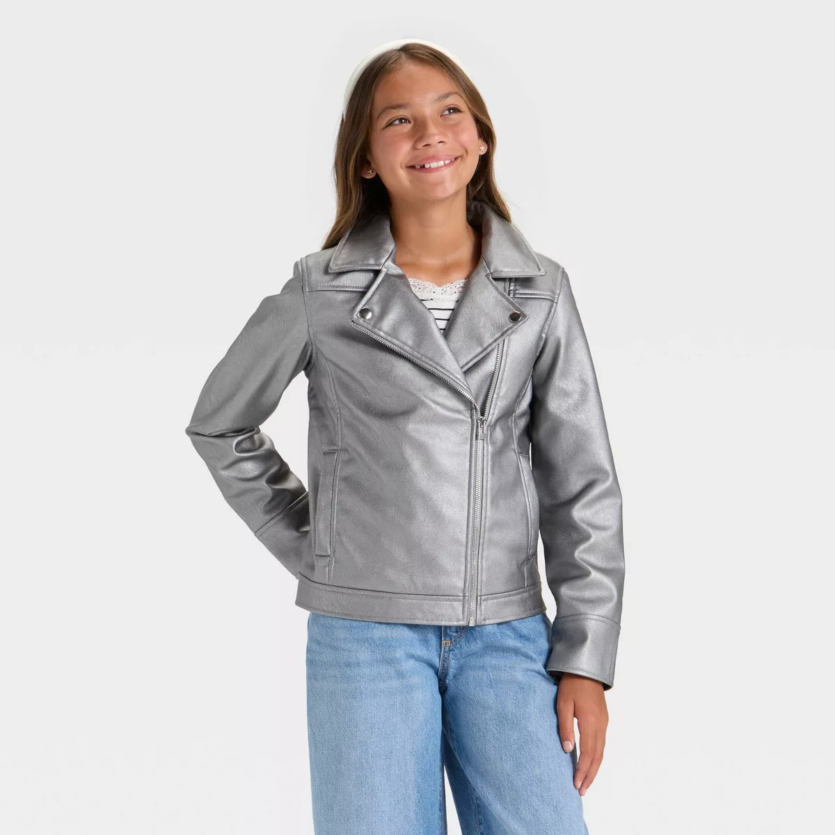 Girls' Faux Leather Moto Jacket - art class™ | Target