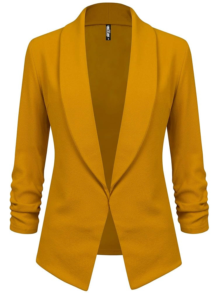 Lock and Love Women 3/4 Sleeve Blazer Open Front Cardigan Jacket Work Office Blazer | Amazon (US)