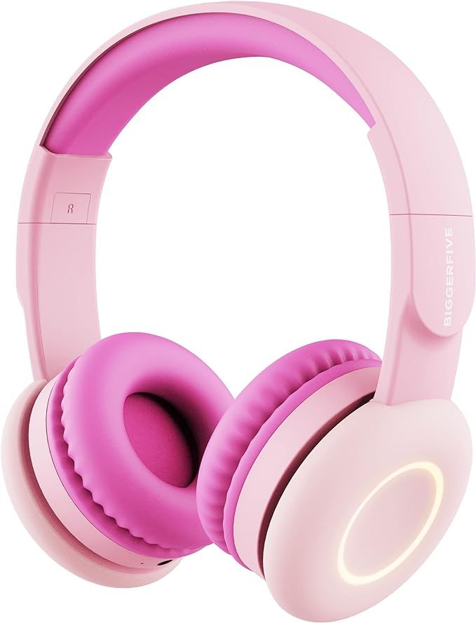 BIGGERFIVE Kids Wireless Bluetooth Headphones with 7 Colorful LED Lights, 50H Playtime, Microphon... | Amazon (US)