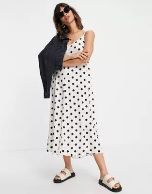 Vero Moda maxi cami dress in black and white polka dot | ASOS (Global)