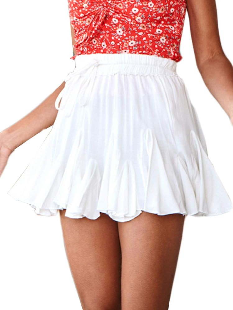 Women's High Waist Leopard Swing Ruffle Frill Mini Bodycon Skirt | Amazon (US)