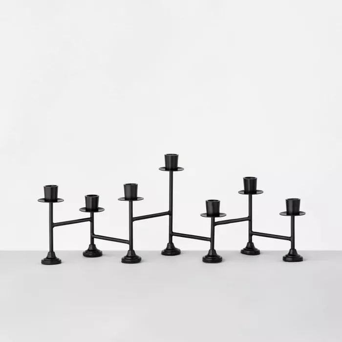 Black Metal Tabletop Candelabra 7ct Taper - Hearth & Hand™ with Magnolia | Target
