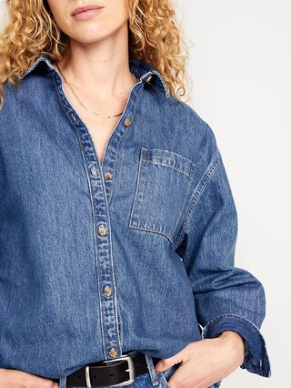 Boyfriend Button-Down Jean Tunic | Old Navy (US)
