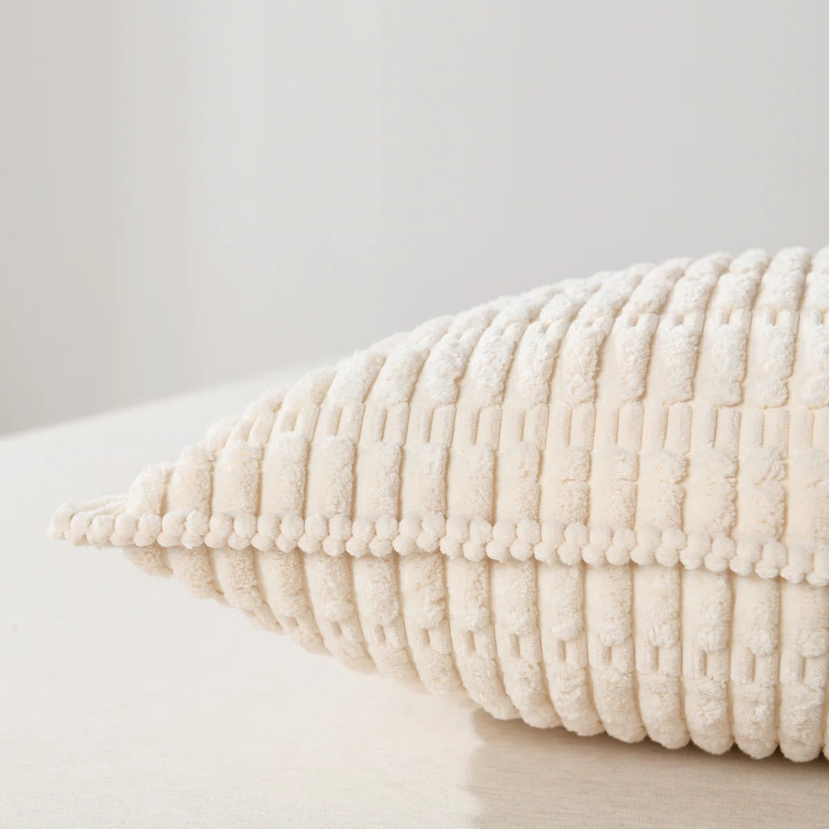 Boucle Ottoman Decorative Pillow Covers Farmhouse Boho Corduroy Cushion Cover (Set of 2) | Wayfair North America