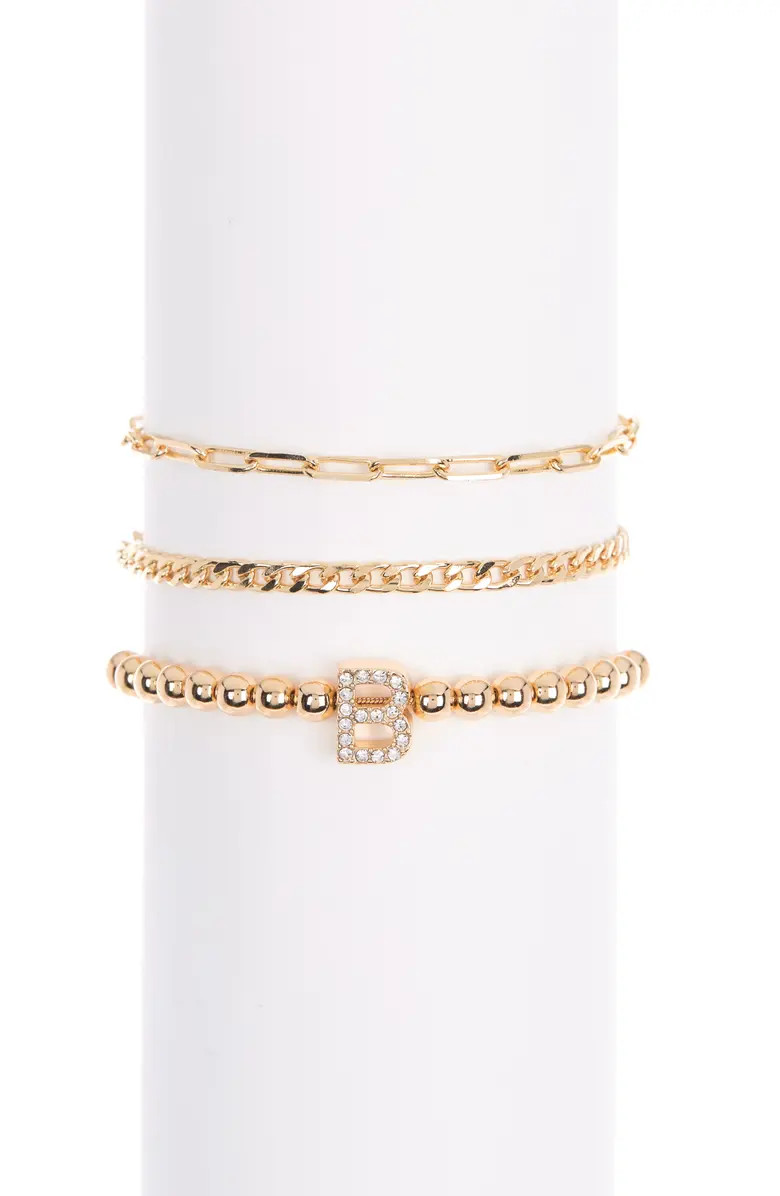 NORDSTROM RACK Pave Initial Mixed Chain Bracelet Set | Nordstromrack | Nordstrom Rack