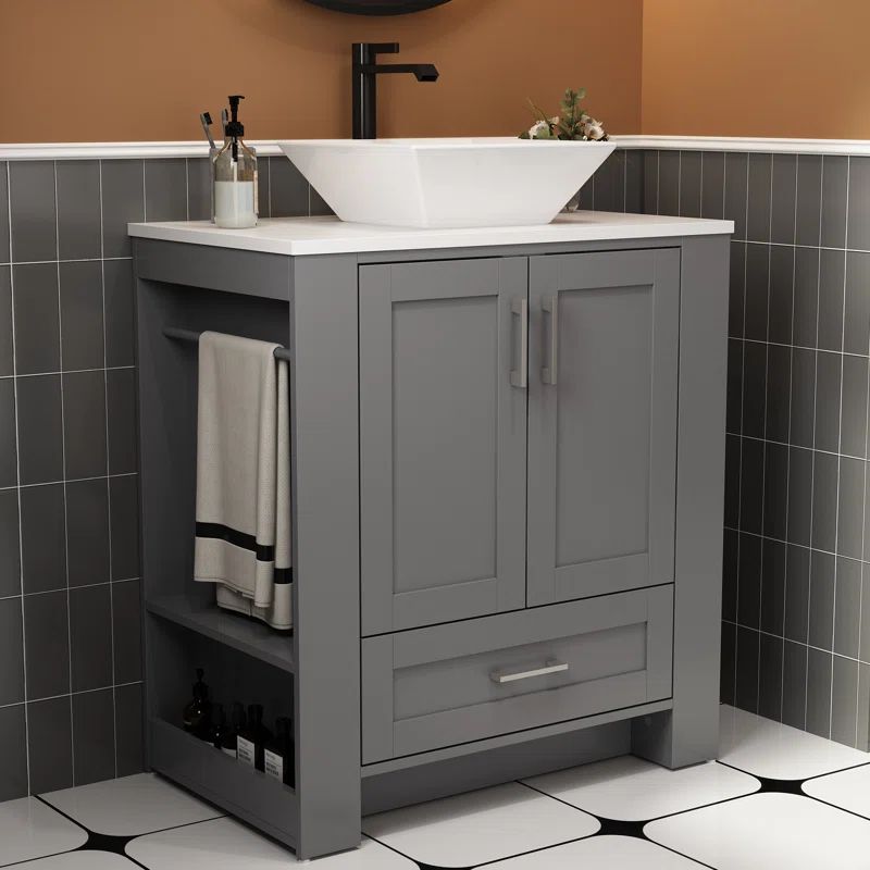 Ameere 29.9'' Single Bathroom Vanity with Solid + Manufactured Wood Top | Wayfair North America