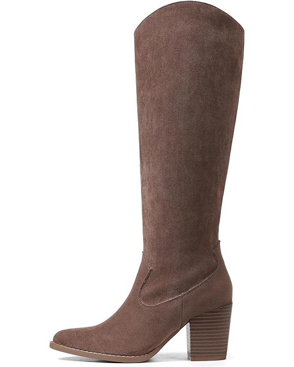 MeiLuSi Womens Knee High Boots Pointed Toe Suede Boots Chunky Heel Faux Slouchy Shoes Tall Fall 2... | Amazon (US)
