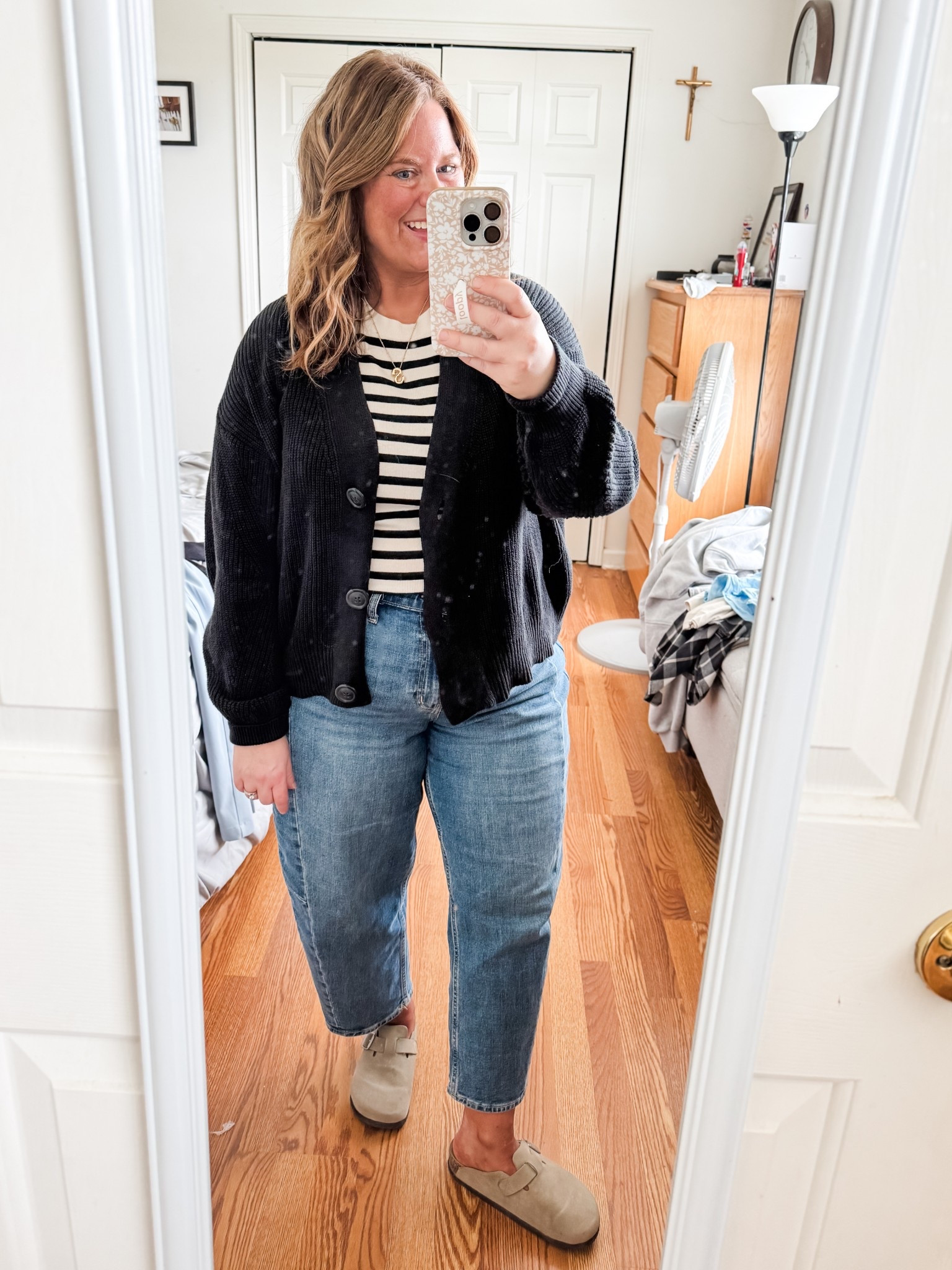 This striped tee from Target is one of my new favorites! I’m wearing an XL - I have it in a bunch of colors too! And my barrel jeans are my regular 14 petite 

#LTKMidsize #LTKFindsUnder50 #LTKPetite