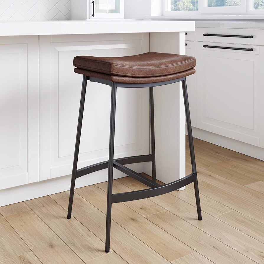 Nathan James 22202 Arlo Modern Backless Upholstered Kitchen Counter Bar Stool with Double-Layered... | Amazon (US)