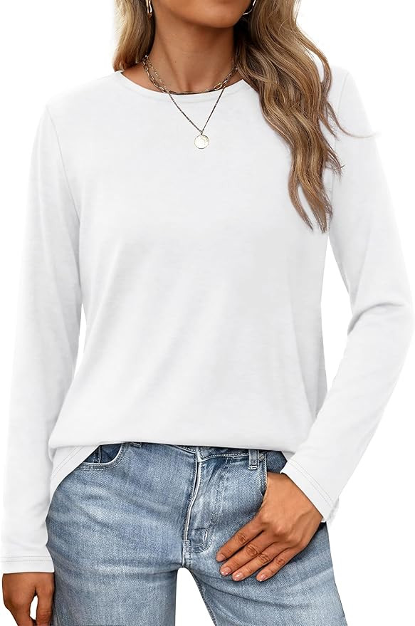 XIEERDUO Long Sleeve Shirts for Women Casual Crew Neck Basic Fall Tops Loose Fit Comfy | Amazon (US)