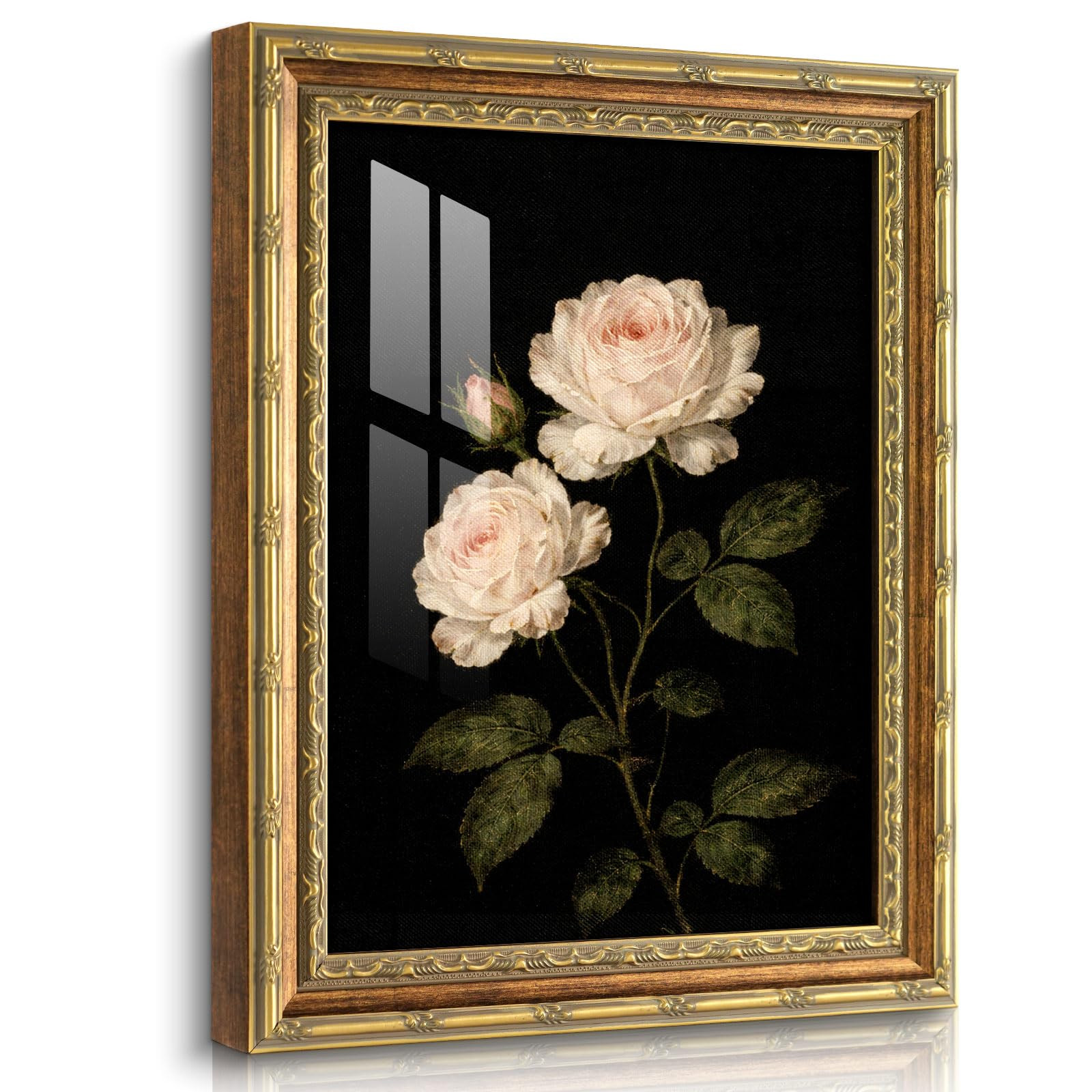 HUARCEY Lienzo decorativo para pared, diseño de rosas vintage, marco dorado, pintura floral retr... | Amazon (US)