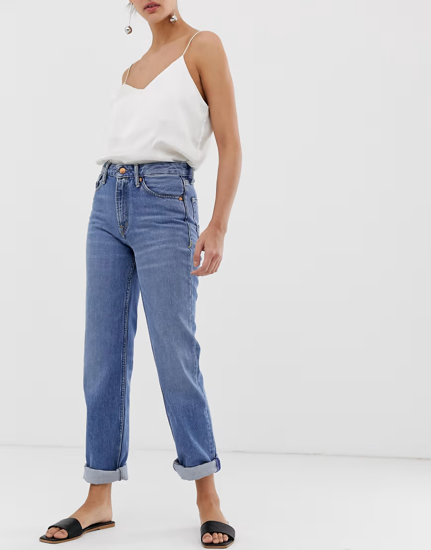 Kings Of Indigo organic cotton lucy vintage look high rise straight leg jean-Blue | ASOS (Global)