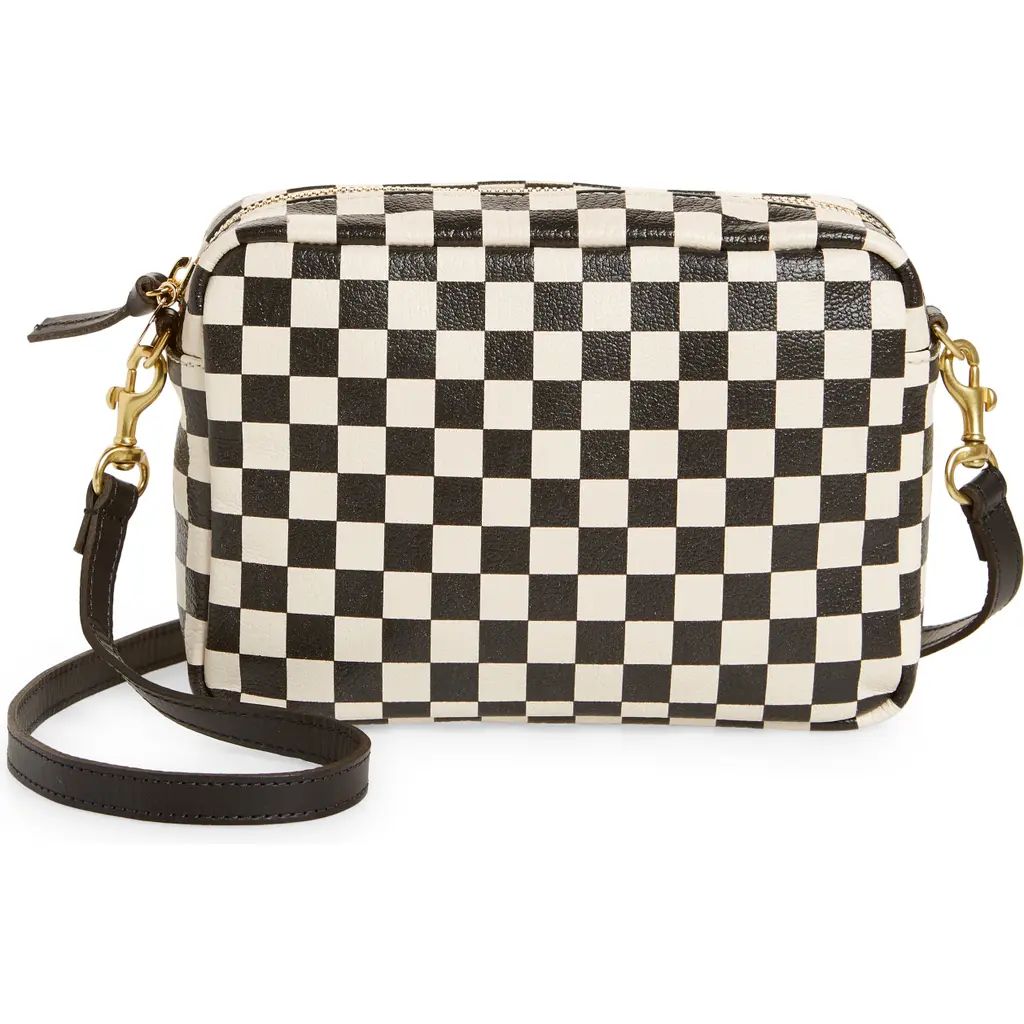 Clare V. Midi Sac Checkerboard Leather Crossbody Bag in Cream Chantal W/Black at Nordstrom | Nordstrom