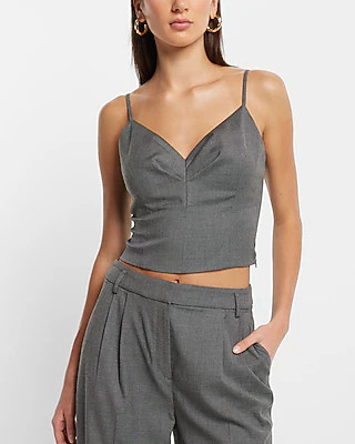 V-Neck Pleated Front Cropped Cami | Express