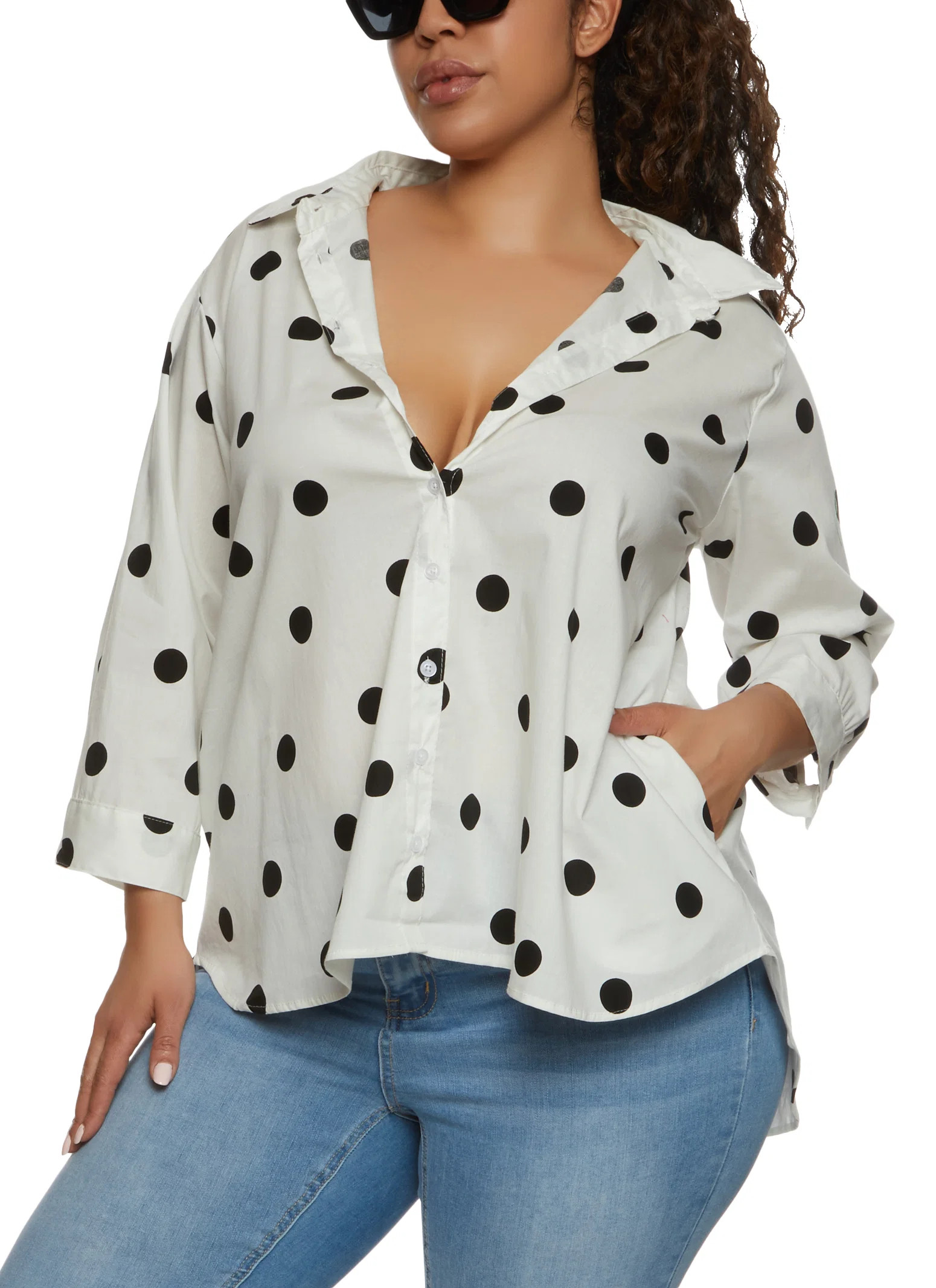 Plus Size Polka Dot High Low Shirt | Rainbow Shops
