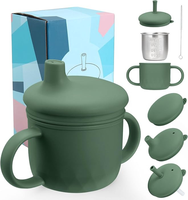 Mity rain Stainless Steel Sippy Cups for Toddlers1-3, Baby Straw Cups for 6+Month Old with Travel... | Amazon (US)