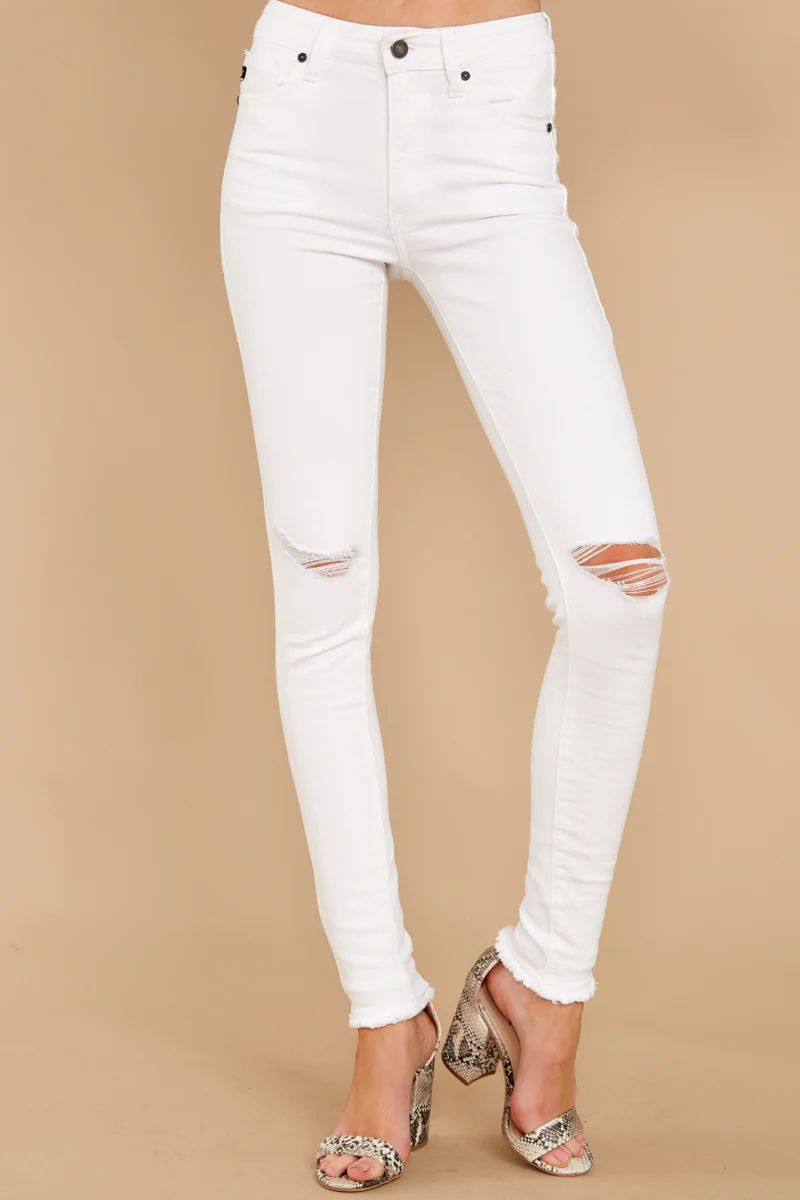 Simple Desires White Distressed Skinny Jeans | Red Dress 